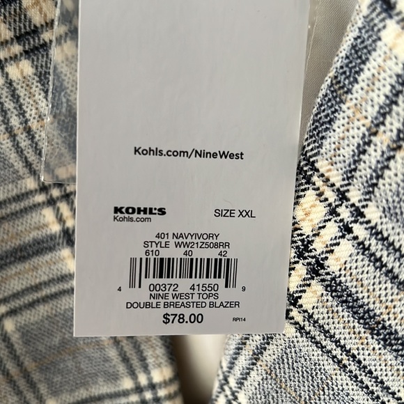Nine West Double Breasted Blazer Plaid XXL - Picture 3 of 8